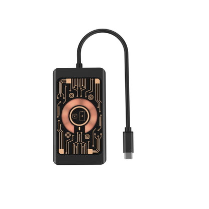 Hub USB-C com Carregamento Wireless QI Qualo QTPB5-HUB-18, 9 em 1, Cinzento