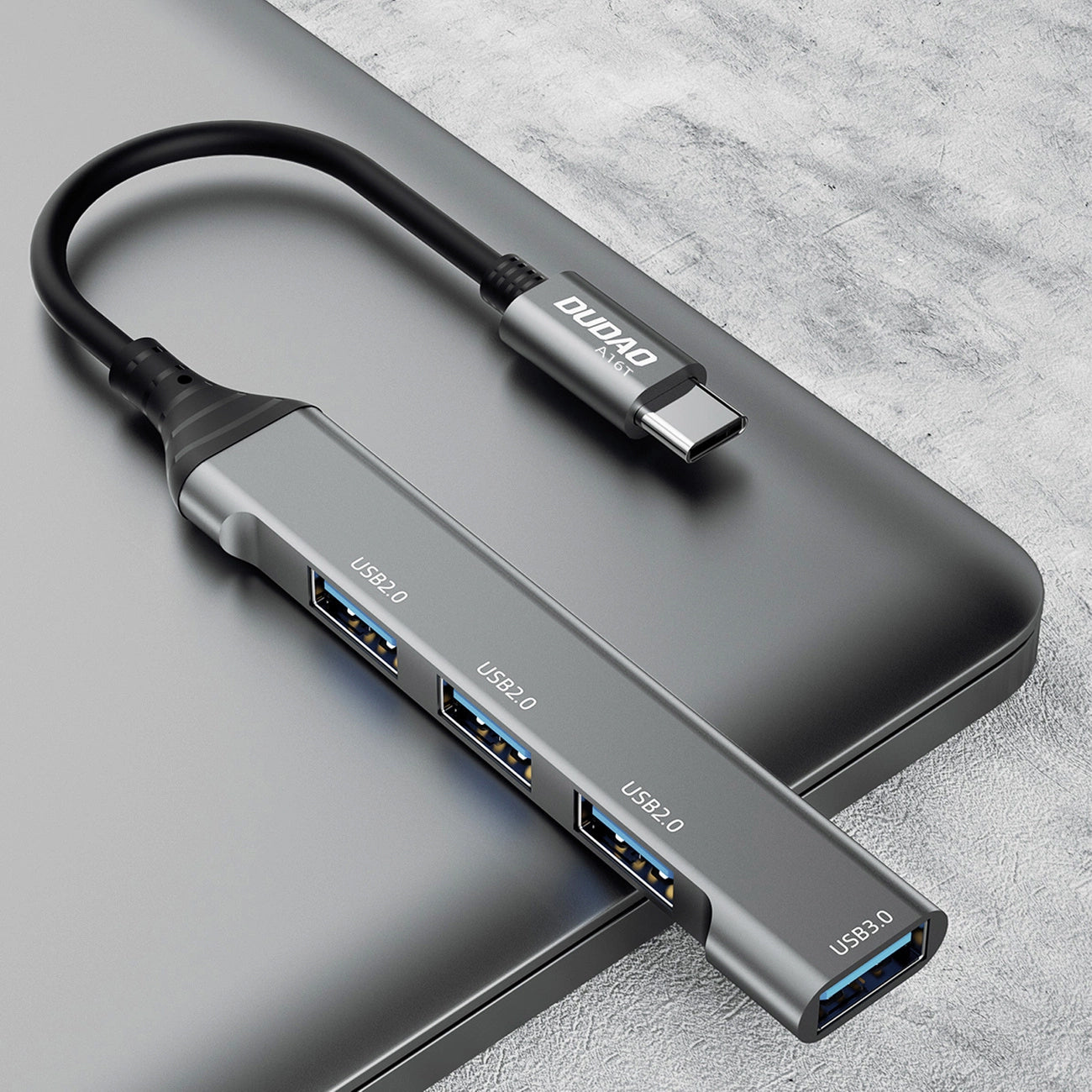 Concentrador USB-C Dudao A16T, 3 x USB-A - 1 x USB-A 3.0, preto 