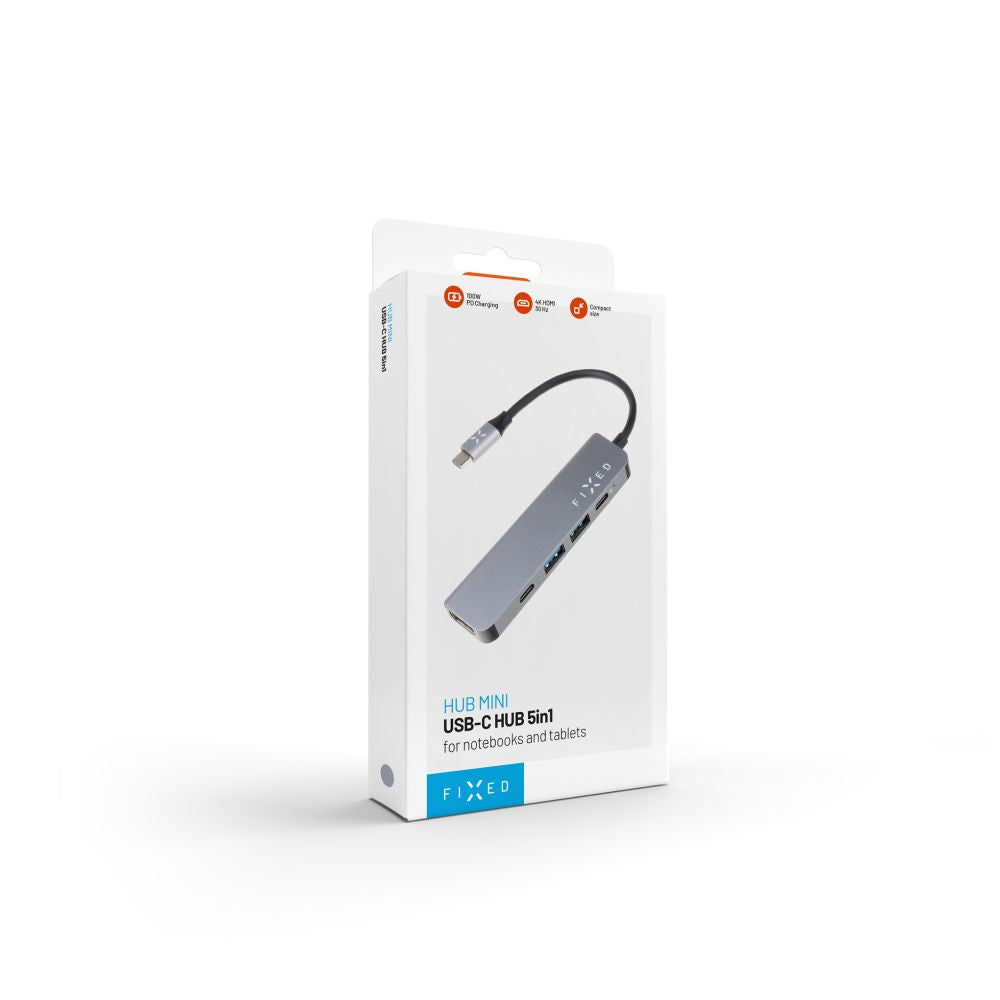 Hub USB-C Fixed, 4in1, Cinzento