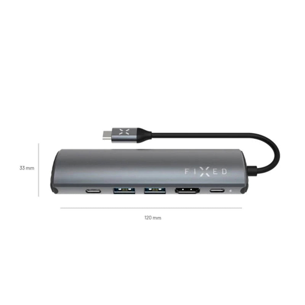 Hub USB-C Fixed Pro, 6 em 1, Cinzento