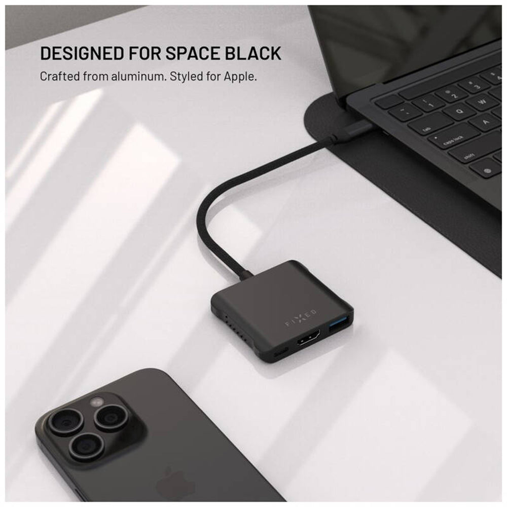 Hub USB-C Fixed Quadri, 5 em 1, Preto