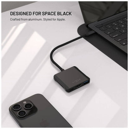 Hub USB-C Fixed Quadri, 5 em 1, Preto