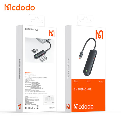 Hub USB-C McDodo HU-1430 Star, 5em1, Preto