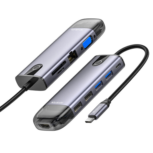 Hub USB-C McDodo HU-7420, 10 em 1, Cinzento