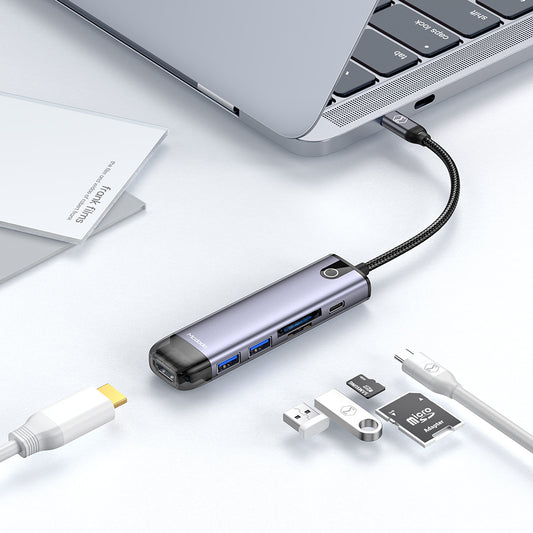 Hub USB-C McDodo HU-7740, 6 em 1, Cinzento