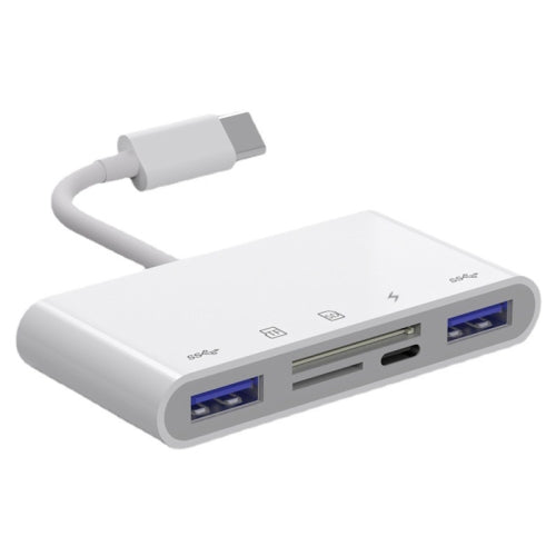 Concentrador USB-C OEM NK-1032TC, 2 x USB-A - 1 x USB-C - 1 x SD - 1 x microSD, Branco 