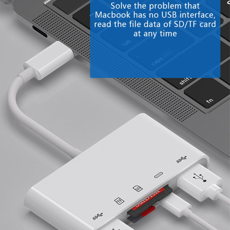 Concentrador USB-C OEM NK-1032TC, 2 x USB-A - 1 x USB-C - 1 x SD - 1 x microSD, Branco 