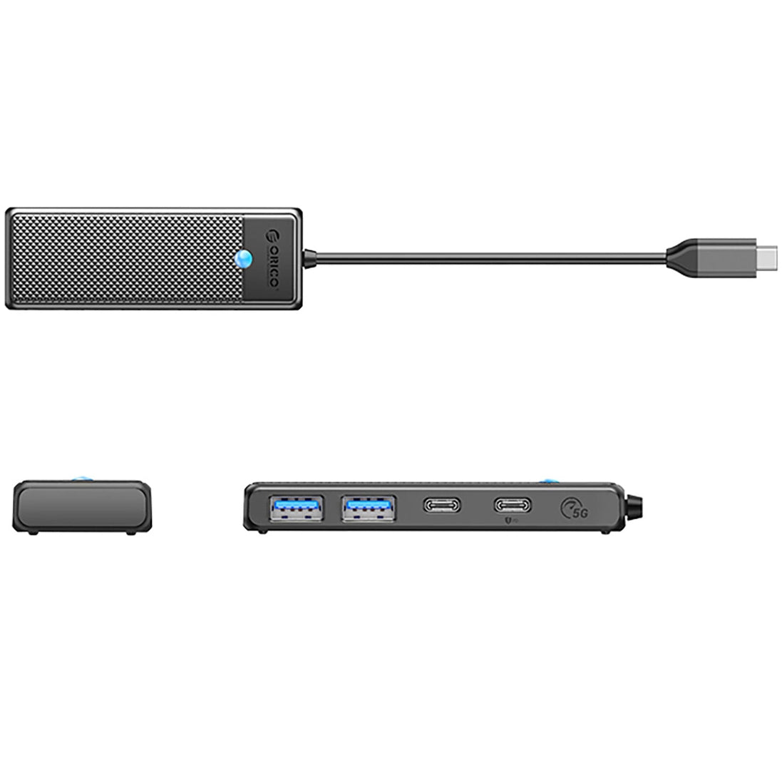 Hub USB-C Orico PAPW2AC-C3, 2 x USB-A 3.0 - 2 x USB-C, Preto