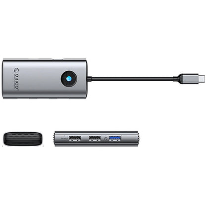 Hub USB-C Orico PW11-5P, 1 x USB-A 3.0 - 2 x USB-A - 1 x USB-C - 1 x HDMI, Cinzento