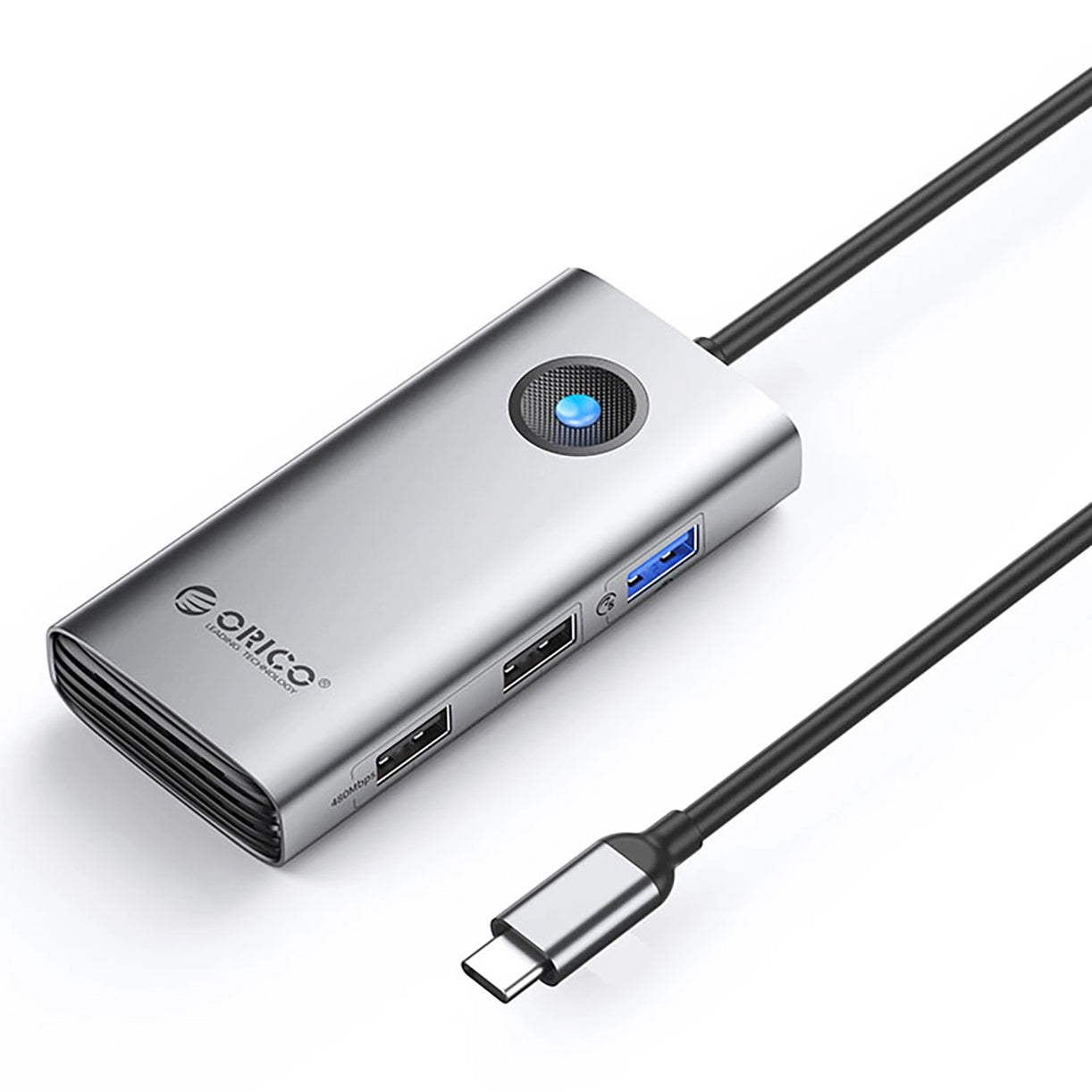 Hub USB-C Orico PW11-5P, 1 x USB-A 3.0 - 2 x USB-A - 1 x USB-C - 1 x HDMI, Cinzento