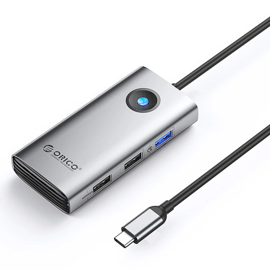 Hub USB-C Orico PW11-5P, 1 x USB-A 3.0 - 2 x USB-A - 1 x USB-C - 1 x HDMI, Cinzento