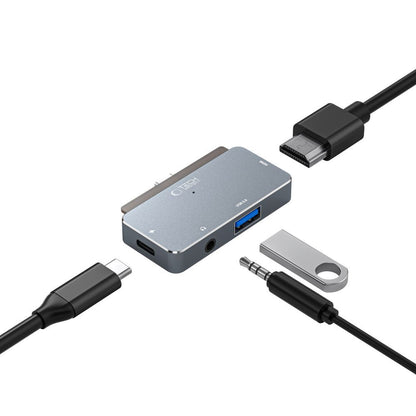 Hub USB-C Tech-Protect V6, 1 x USB-A - 1 x USB-C - 1 x HDMI - 1 x tomada de 3,5 mm, cinzento 