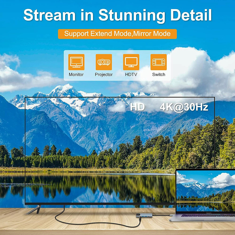 Hub USB-C Techsuit H1 NetBridge, 5 em 1, Cinzento