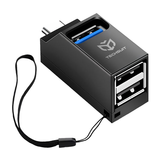 Hub USB-C Techsuit H10 EchoLink, 3 em 1, Preto