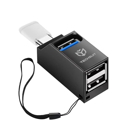 Hub USB-C Techsuit H10 EchoLink, 3 em 1, Preto