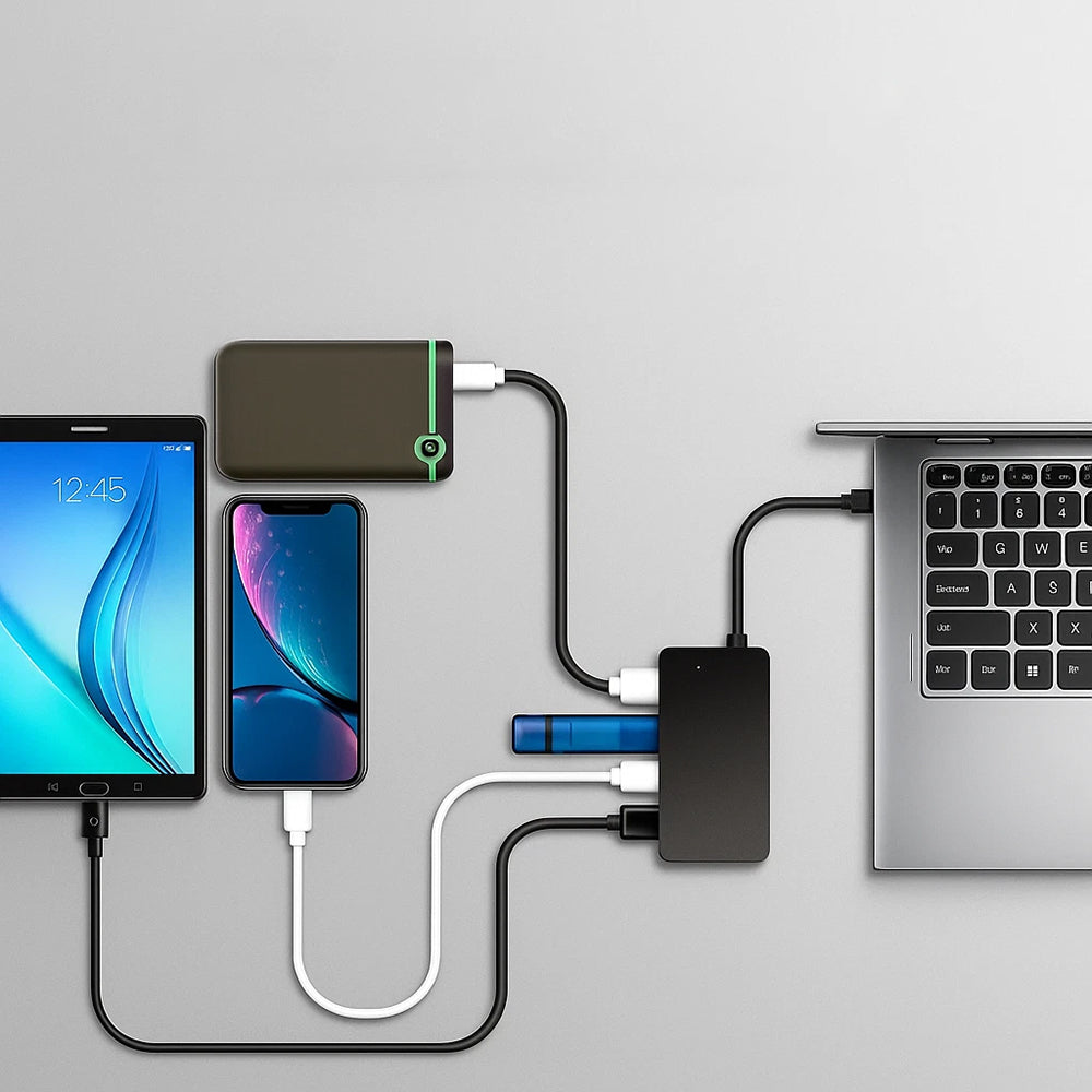 Hub USB-C Techsuit H16 QuantumNode, 4 em 1, Preto