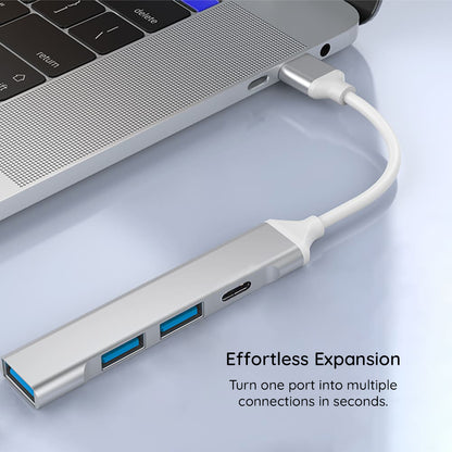 Hub USB-C Techsuit H18 PolarisBridge, 4 em 1, Cinza Branco