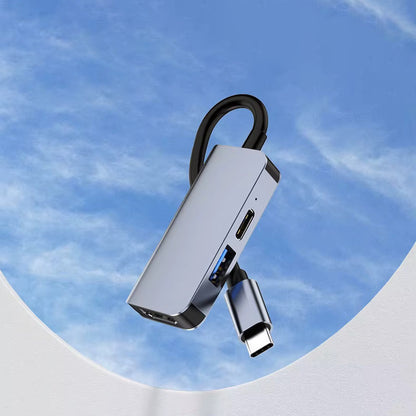 Hub USB-C Techsuit H4 TurboChargeX, 3 em 1, Cinzento