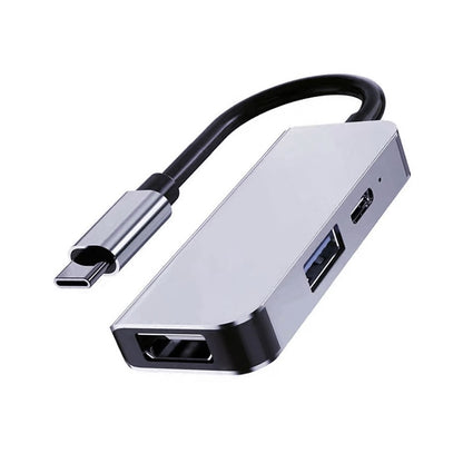 Hub USB-C Techsuit H4 TurboChargeX, 3 em 1, Cinzento