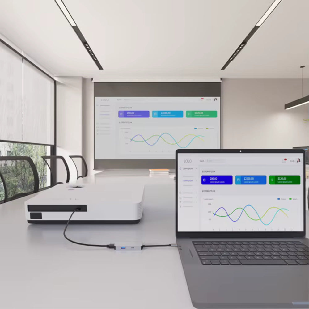 Hub USB-C Techsuit H4 TurboChargeX, 3 em 1, Cinzento