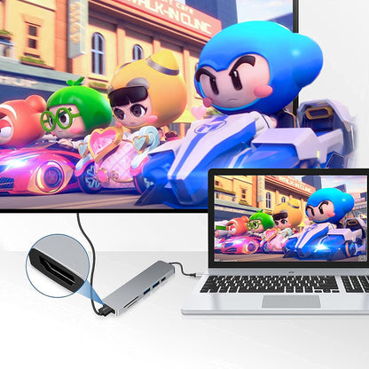 Hub USB-C Techsuit H5 TurboChargeX, 6 em 1, Cinzento