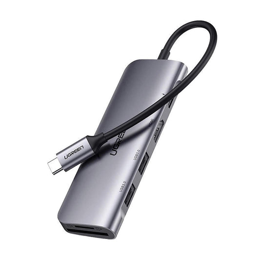 Hub USB-C UGREEN CM195 (15214), 2 x USB-A 3.0 - 1 x USB-C - 1 x HDMI - 1 x SD - 1 x microSD, Cinzento