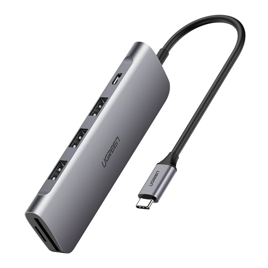 Hub USB-C UGREEN CM195, 2 x USB-A - 1 x USB-C - 1 x HDMI - 1 x SD - 1 x microSD, Cinzento