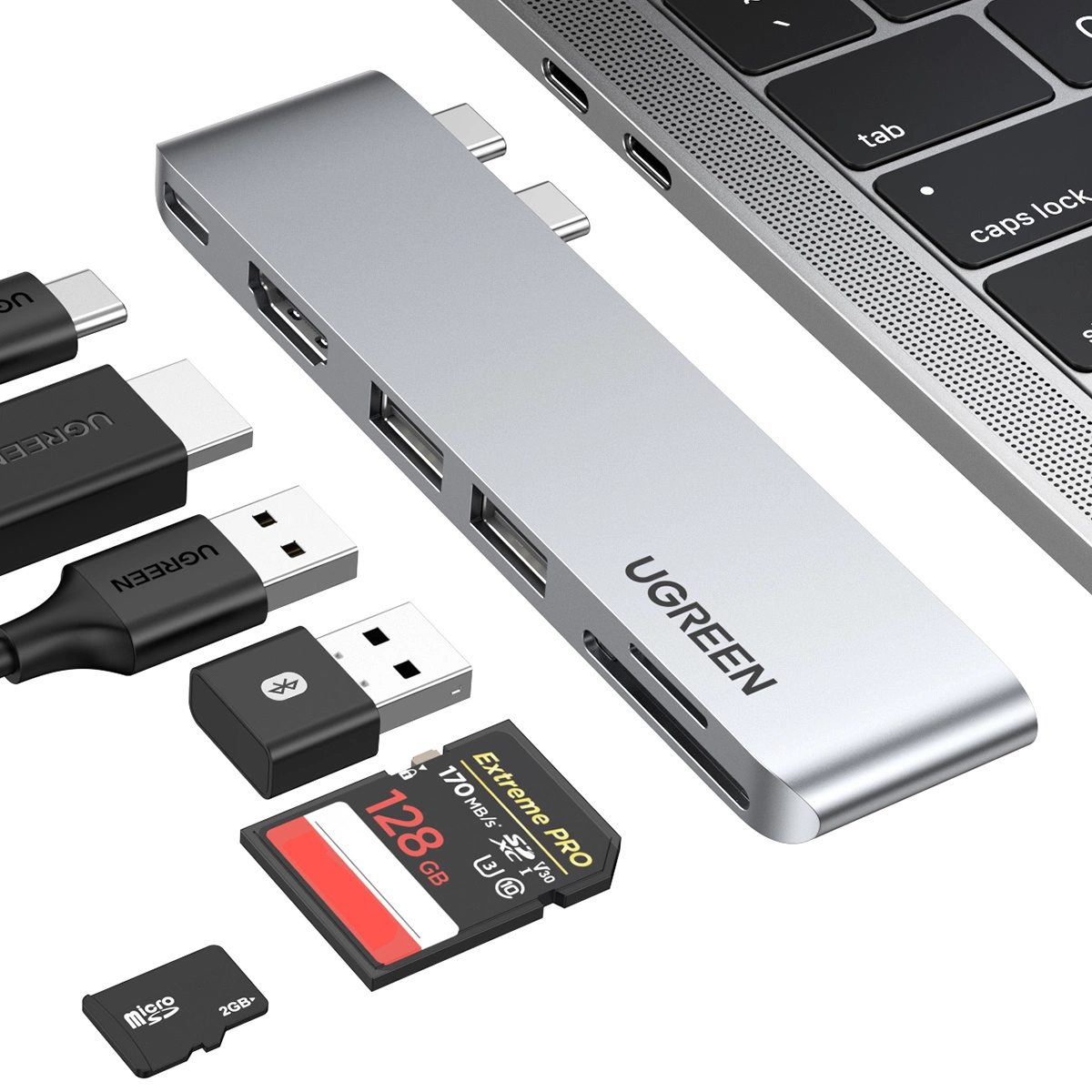 UGREEN CM380 USB-C Hub (80856) for Apple MacBook Pro / Air Series, 2 x USB-A 3.0 - 1 x USB-C - 1 x HDMI - 1 x SD - 1 x microSD