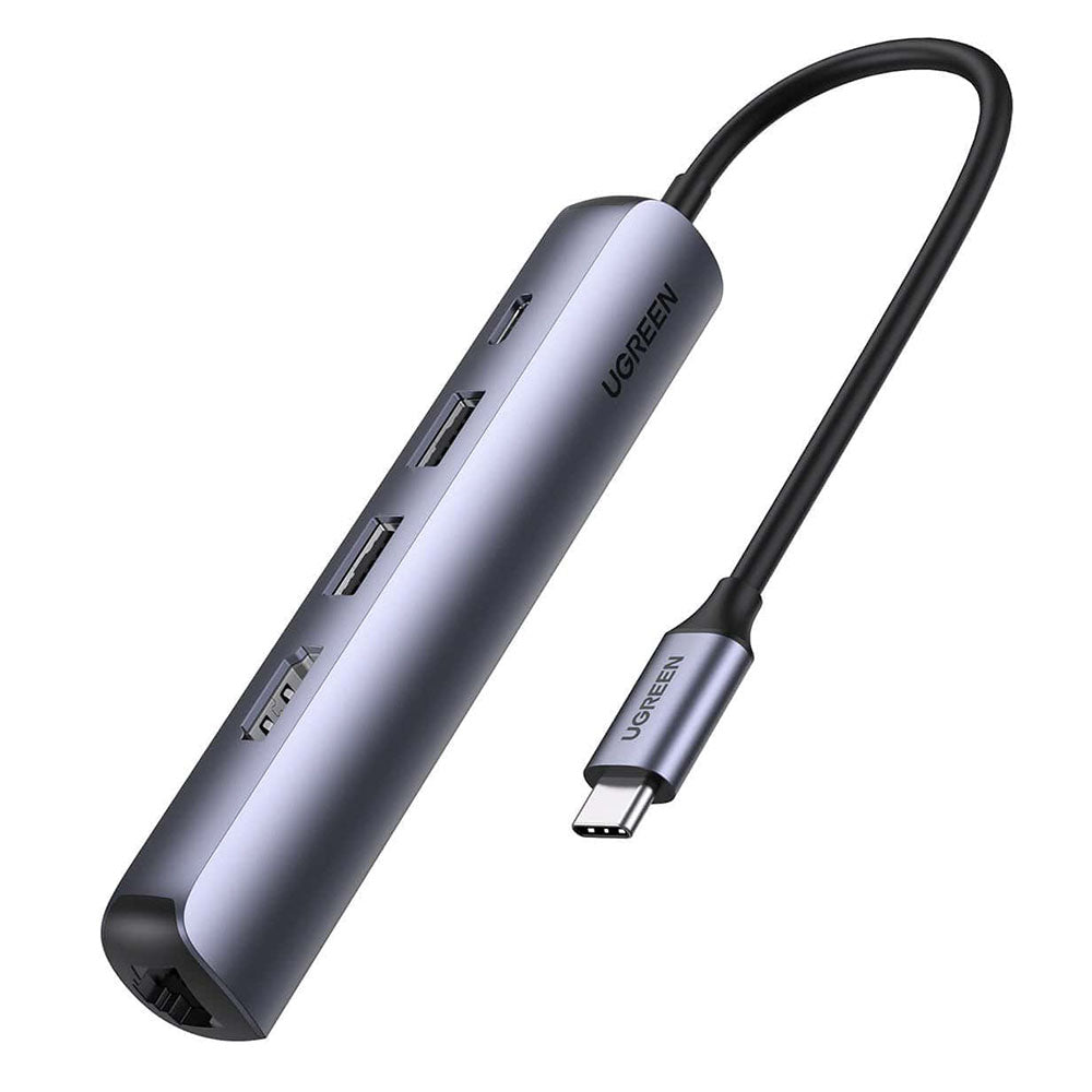 Hub USB-C UGREEN CM418 (10919), 2 x USB-A 3.0 - 1 x USB-C - 1 x HDMI - 1 x RJ45, Cinzento