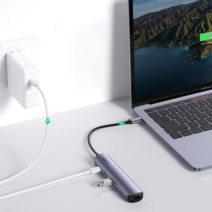 Hub USB-C UGREEN CM418 (10919), 2 x USB-A 3.0 - 1 x USB-C - 1 x HDMI - 1 x RJ45, Cinzento