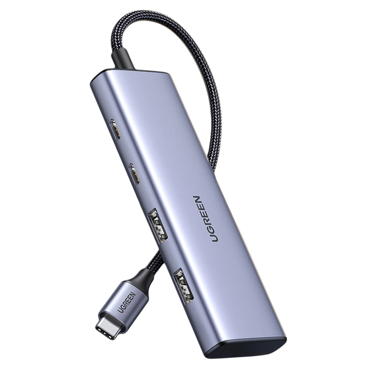 Hub USB-C UGREEN CM473, 2 x USB-A 3.0 - 2 x USB-C, 0,20 cm, Cinzento