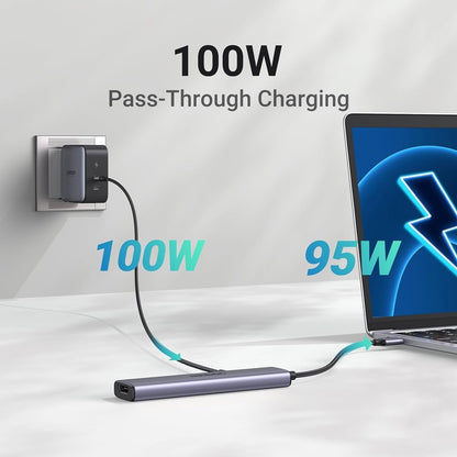 Hub USB-C UGREEN CM478, 1 x USB-A 3.0 - 2 x USB-A - 1 x USB-C - 1 x HDMI, Cinzento