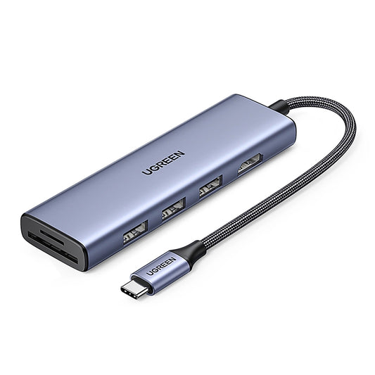 Hub USB-C UGREEN CM511 (20956A), 3 x USB-A 3.0 - 1 x HDMI - 1 x SD - 1 x microSD, Cinzento