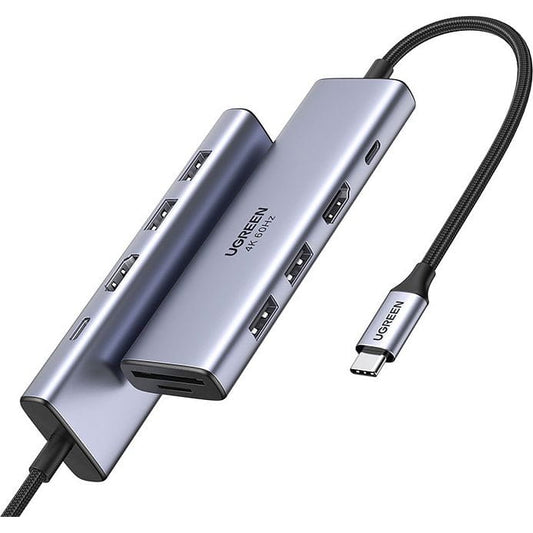 Hub USB-C UGREEN CM511 (60384), 2 x USB-A 3.0 - 1 x USB-C - 1 x HDMI - 1 x SD - 1 x microSD, Cinzento