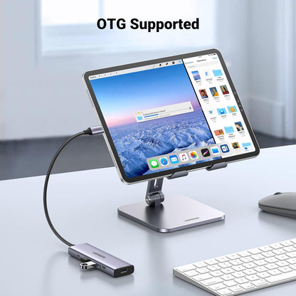Hub USB-C UGREEN CM511, 3 x USB-A 3.0 - 1 x USB-C - 1 x HDMI, Cinzento