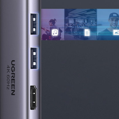 Hub USB-C UGREEN CM511 (60384), 2 x USB-A 3.0 - 1 x USB-C - 1 x HDMI - 1 x SD - 1 x microSD, Cinzento