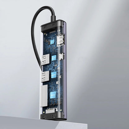 Hub USB-C UGREEN CM512 (90568), 2 x USB-A 3.0 - 1 x USB-C - 1 x HDMI - 1 x RJ45 - 1 x SD - 1 x microSD, Cinzento