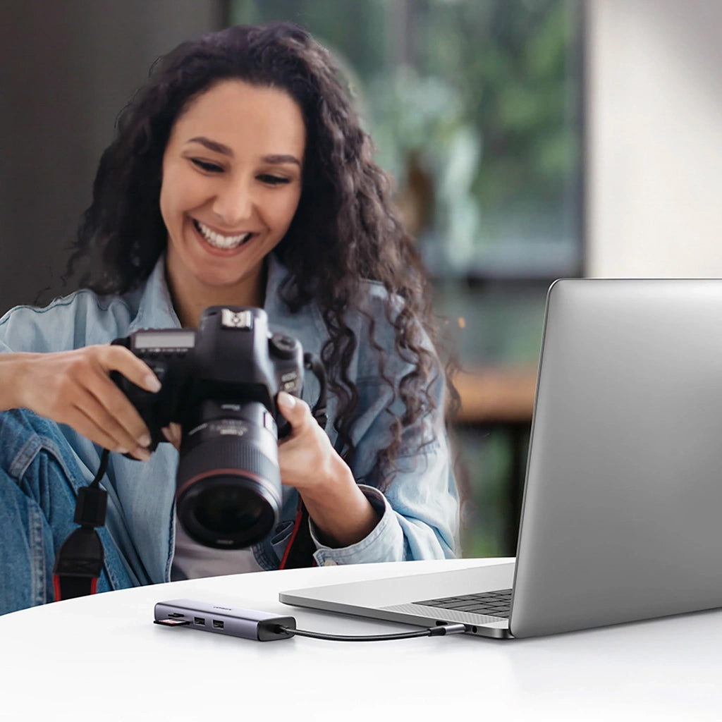 Hub USB-C UGREEN CM512 (90568), 2 x USB-A 3.0 - 1 x USB-C - 1 x HDMI - 1 x RJ45 - 1 x SD - 1 x microSD, Cinzento