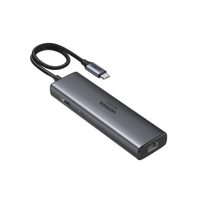 Hub USB-C UGREEN CM512 (45000), 2 x USB-A 3.2 - 2 x USB-C - 1 X HDMI - 1 x RJ45, Cinzento