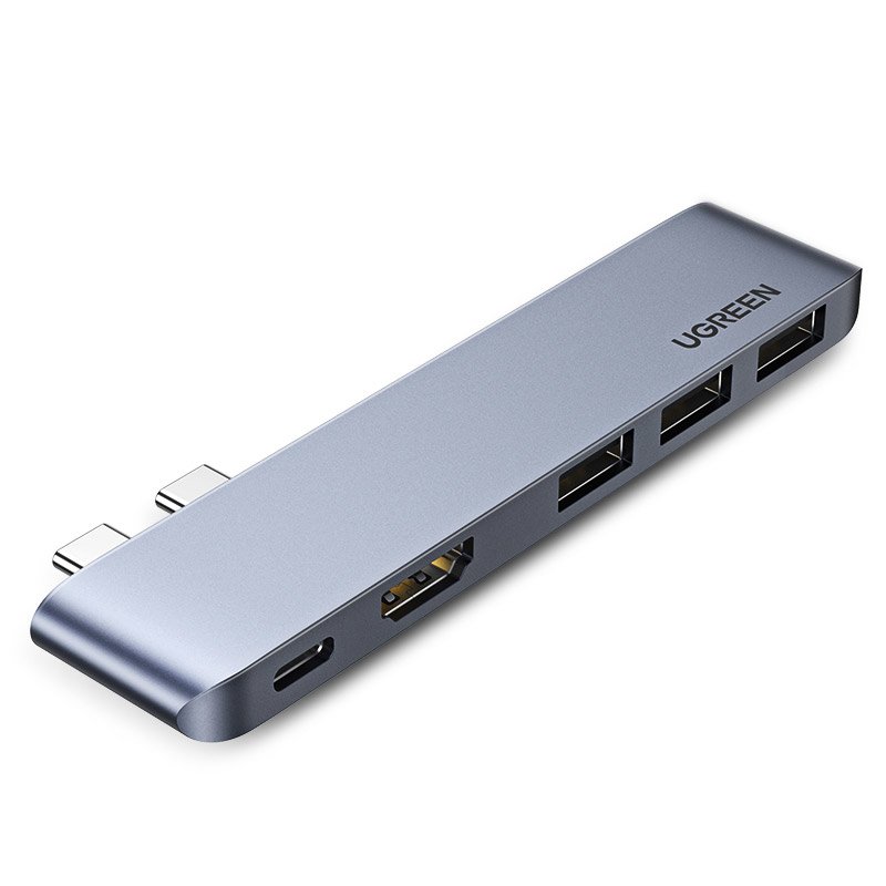 Hub USB-C UGREEN para Apple MacBook Pro / Air Series, 3 x USB-A 3.0 - 1 x USB-C - 1 x HDMI, Cinzento