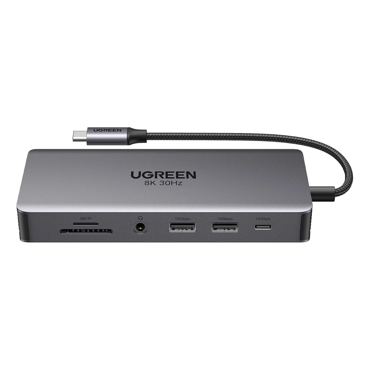 Hub USB-C UGREEN Revodok Pro 313 CM681, 2 x USB-A 3.2 - 1 x USB-A 3.0 - 2 x USB-C - 2 x HDMI - 1 x Jack 3.5mm - 1 x RJ45 - 1 x SD - 1 x microSD, Cinzento