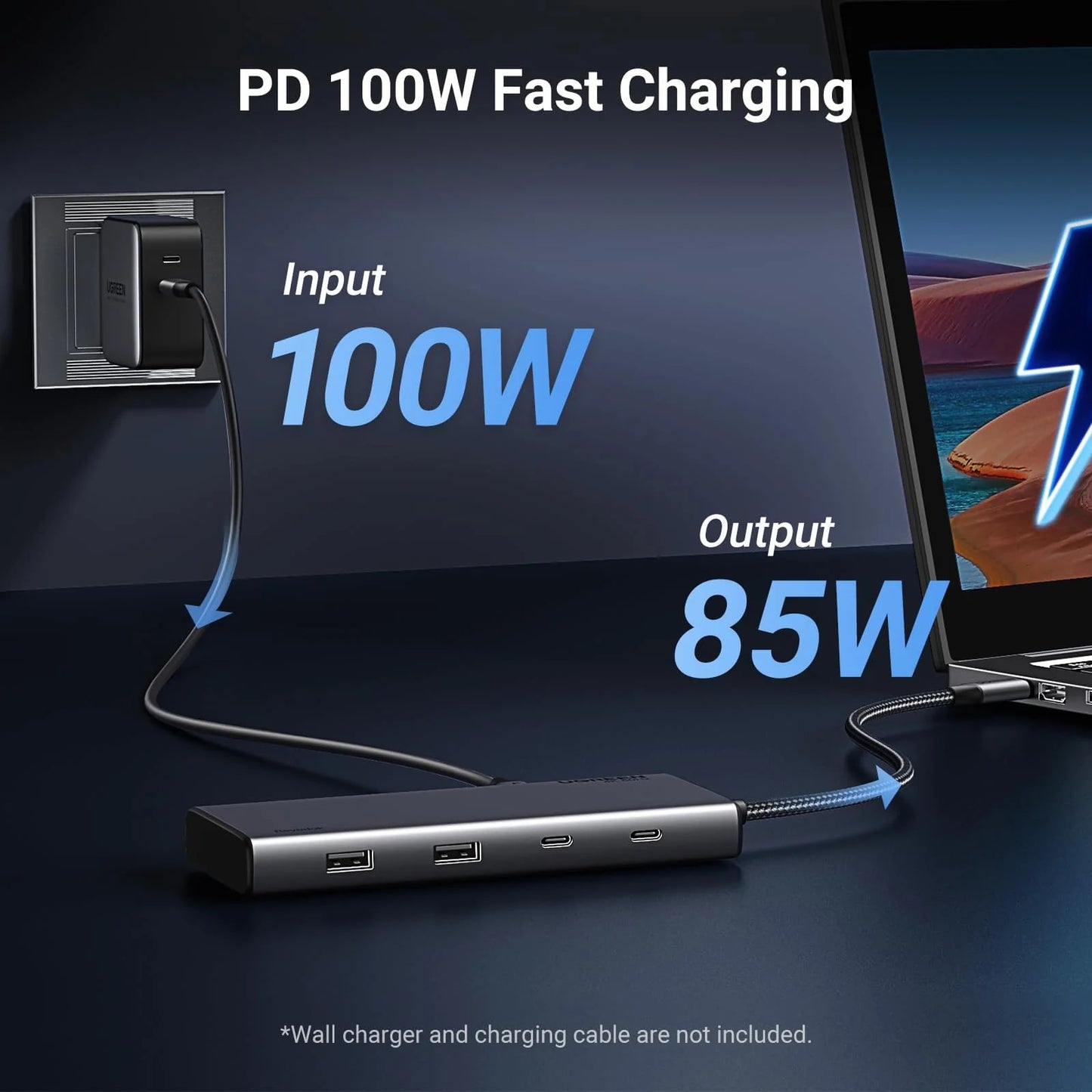 Hub USB-C UGREEN Revodok 308 CM639, 2 x USB-A 3.2 - 3 x USB-C - 1 x Display Port - 2 x HDMI, Cinzento