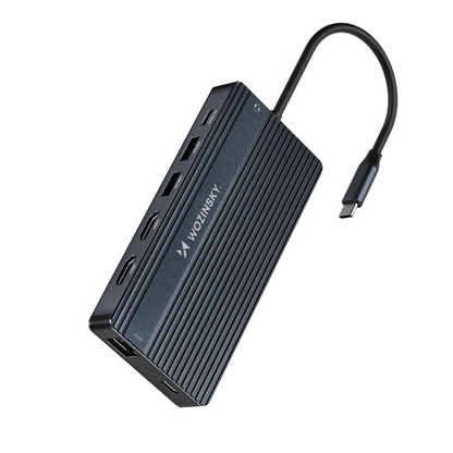 Hub USB-C WZK WDS03Y5S, 1 x USB-A 3.1 - 2 x USB-A - 5 x USB-C - 2 x HDMI - 1 x Jack 3.5mm - 1 x RJ45 - 1 x SD - 1 x microSD, Cinzento