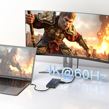 Hub USB-C WZK WDS03Y5S, 1 x USB-A 3.1 - 2 x USB-A - 5 x USB-C - 2 x HDMI - 1 x Jack 3.5mm - 1 x RJ45 - 1 x SD - 1 x microSD, Cinzento