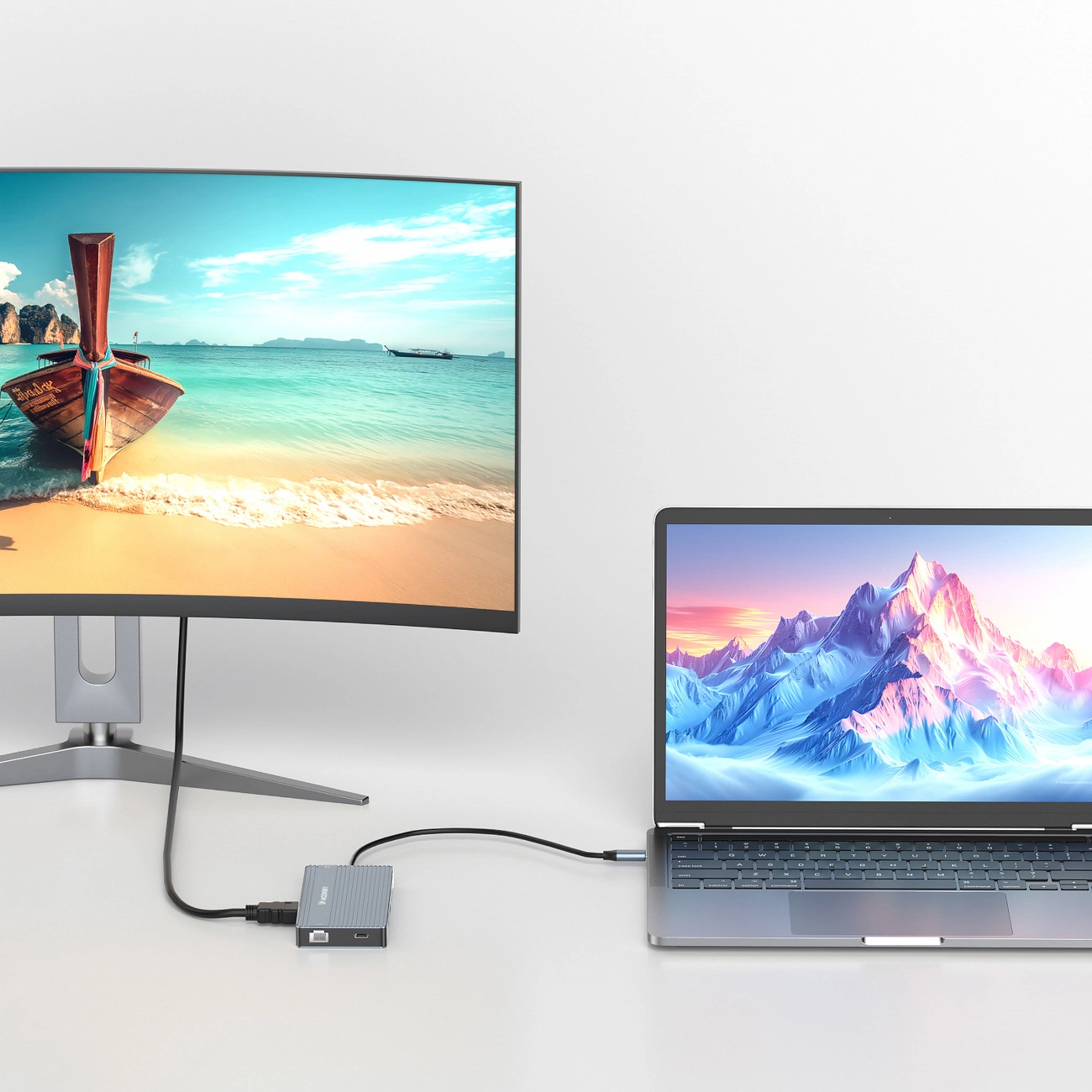 Hub USB-C WZK WDS03Y5S, 1 x USB-A 3.1 - 2 x USB-A - 5 x USB-C - 2 x HDMI - 1 x Jack 3.5mm - 1 x RJ45 - 1 x SD - 1 x microSD, Cinzento