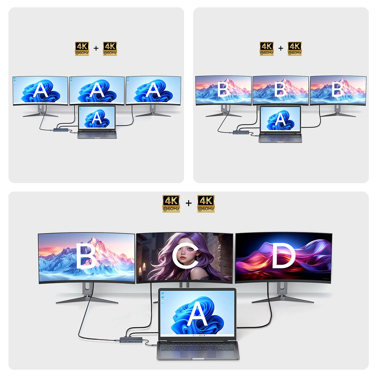 Hub USB-C WZK WDS03Y5S, 1 x USB-A 3.1 - 2 x USB-A - 5 x USB-C - 2 x HDMI - 1 x Jack 3.5mm - 1 x RJ45 - 1 x SD - 1 x microSD, Cinzento