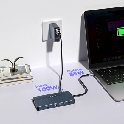 Hub USB-C WZK WDS03Y5S, 1 x USB-A 3.1 - 2 x USB-A - 5 x USB-C - 2 x HDMI - 1 x Jack 3.5mm - 1 x RJ45 - 1 x SD - 1 x microSD, Cinzento