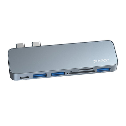 Hub USB-C Yesido HB10 para Apple MacBook Pro / Air, 6 em 1, Cinzento