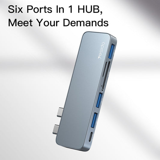 Hub USB-C Yesido HB10 para Apple MacBook Pro / Air, 6 em 1, Cinzento