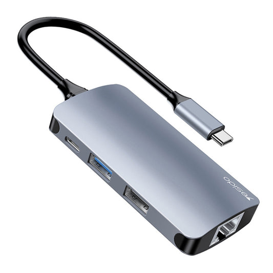 Hub USB-C Yesido HB15, 6 em 1, Cinzento